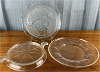3 Vintage Glass  Serving Items