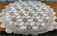 Vintage Crocheted 28'' Table Topper