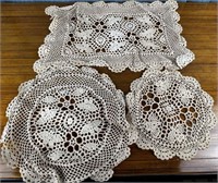 3 Vintage Crocheted Doilies