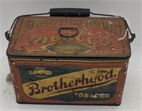 (O) Brotherhood Tobacco metal lunchbox. 4"x5"x8".
