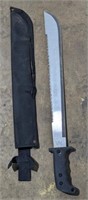 (JL) Double edged machete. One edge is serrated.