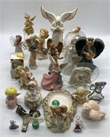 (JL) 23 Porcelain and Metal Angel Statues