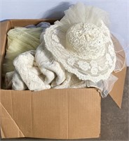 (JL) Box of Antique Dresses, Blankets, & Hats