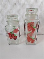 Pair of Vintage Strawberry glass storage jars