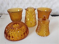Vintage Amber Glass Lot 1