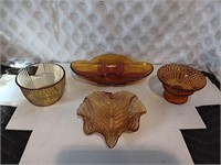 Vintage Amber Glass Lot 4