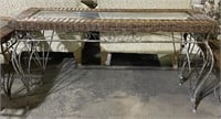 (A) Wicker and Metal Console Table with Glass 31”