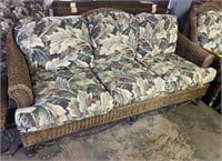 (A) Wicker and Metal Patio Couch 77” x 36” x 36”