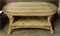(A) Wicker Coffee Table with Glass Top 40” x 25”
