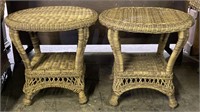 (A) 2 Wicker End Tables Diameter 23” Height 23”