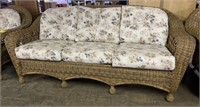 (A) Wicker Floral Couch 81” x 37” x 34”