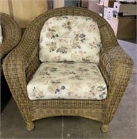 (A) Wicker Floral Chair 39” tall