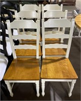 (A) 6 White Wooden Dining Chairs (bidding on one