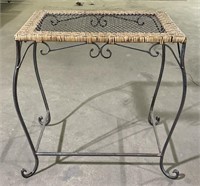 (A) Wicker and Metal End Table 24” x 17” x 23”