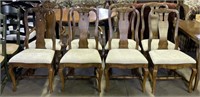 (A) 8 Vintage Carved Wooden Chairs 42” tall