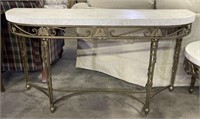 (A) Resin Top Iron Base Console Table 58” x 18”