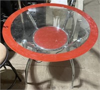 (JL) Vintage Chrome and Glass Round Table
