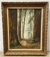 (A) 1976 Leona Heard Forest Oil Painting 30” x