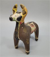 Whimisical Folk Art Painted Ceramic Cow Sculpture