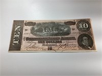 1864 $10 Confederate Note,XF