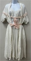 1950s Eyeful Pink & White Peignoir Set, Nightgown
