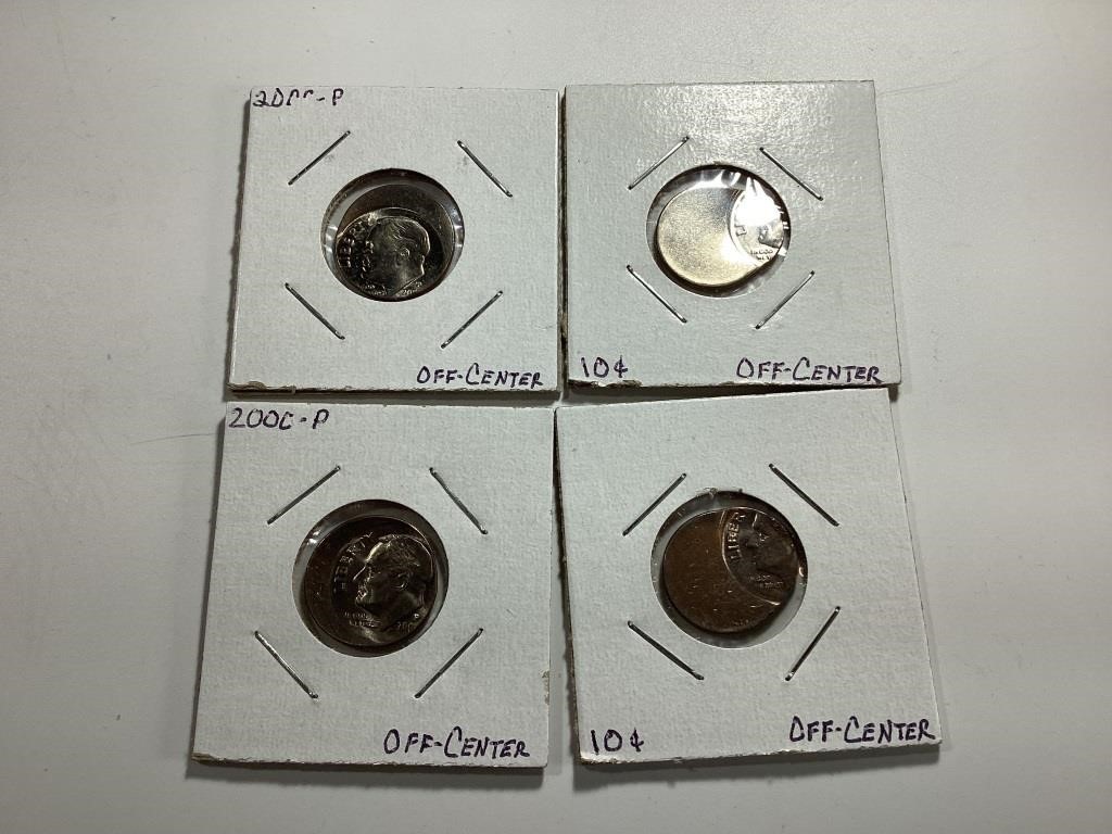 4 Off Center Strike Error Dimes