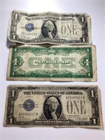 Three 1928 Funny Back $1 Silver Certificates