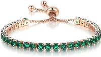 10k Gold-pl Round 7.00ct Emerald Bracelet
