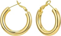 14k Gold-pl 25mm Hoops Earrings