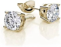 10k Gold-pl Round 4.00ct White Sapphire Earrings