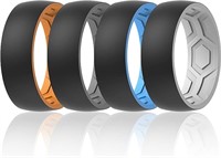 4pc Black & Colored Inside Men's Silicone Band Set