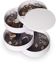 4-layer White Cylinder Jewelry Box Organizer