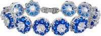 18k Gold-pl. 9.10ct Blue & White Sapphire Bracelet