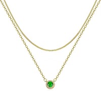 14k Gold Filled .50ct Emerald Layered Necklace