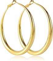 14k Gold Plated Large Oval Hoop Earrings