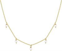 14k Gold Plated Pearl Station Necklace