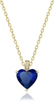 18k Gold-pl. Heart 2.00ct Sapphire Necklace