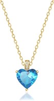 18k Gold-pl. Heart 2.00ct Turquoise Necklace