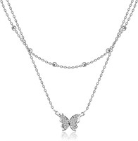 14k Gold-pl .48ct White Topaz Butterfly Necklace