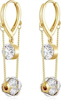14k Gold-pl .50ct White Sapphire Chain Earrings