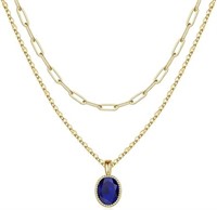 14k Gold-pl Oval 1.50ct Tanzanite Layered Necklace