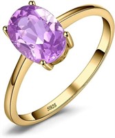 14k Gold-pl Oval 1.16ct Amethyst Solitaire Ring