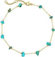 14k Gold-pl. .10ct Bead Turquoise Anklet