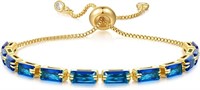 14k Gold-pl. 3.72ct Blue Sapphire Bolo Bracelet