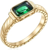 14k Gold-pl. Emerald Cut 1.00ct Emerald Ring