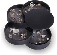 4-layer Black Cylinder Jewelry Box Organizer