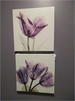 2 floral canvases