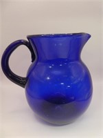 Cobalt Blue Glass Juice Pitcher 7"