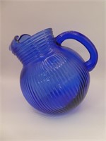 Cobalt Blue Glass Juice Pitcher 6.5"