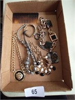 Assorted Necklaces, Tortoise look Comb & Other